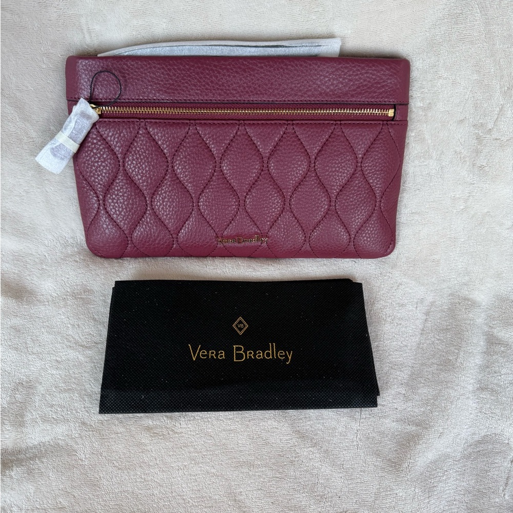 Vera Bradley Leather Mia Wristlet- Claret